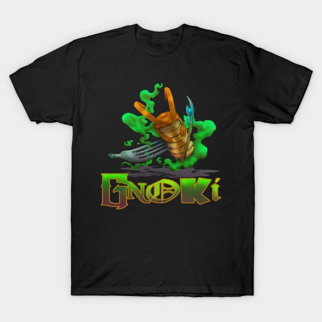 Gnoki (with font) T-Shirt by JohnLattaArt